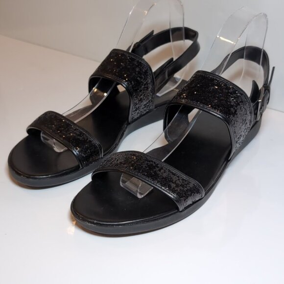 Cole Haan Korban Leather Glitter Sandals Wide Straps Ankle Platform Size 9.5 - Picture 5 of 12